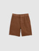 Bermuda shorts JOGGER LOOSE cognac cotton gauze for boy-4
