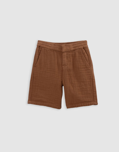 Bermuda JOGGER LOOSE cognac gaze de coton garçon - IKKS