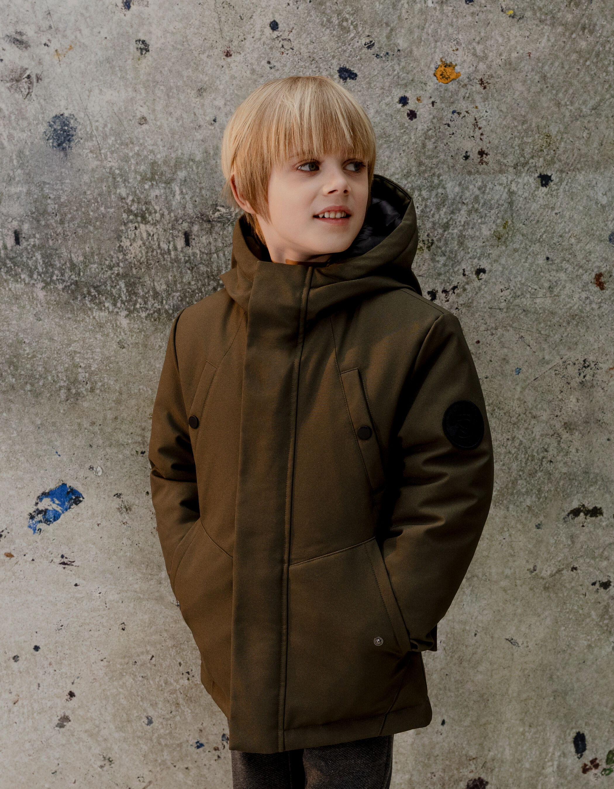 Boys khaki parka coat store
