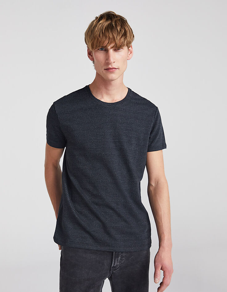 Men’s charcoal grey and black houndstooth T-shirt-1