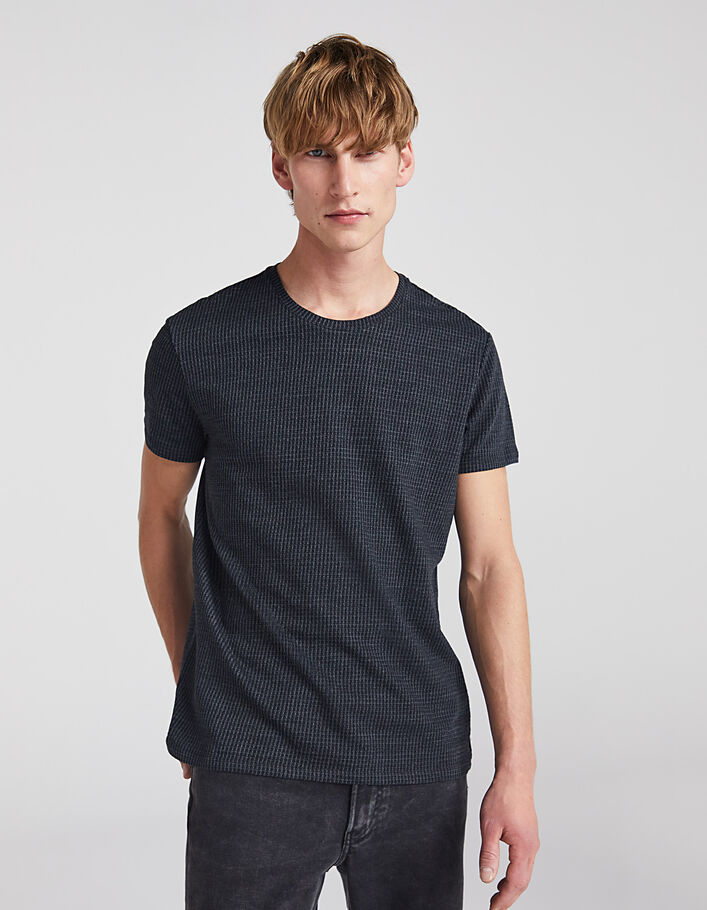 Men’s charcoal grey and black houndstooth T-shirt - IKKS
