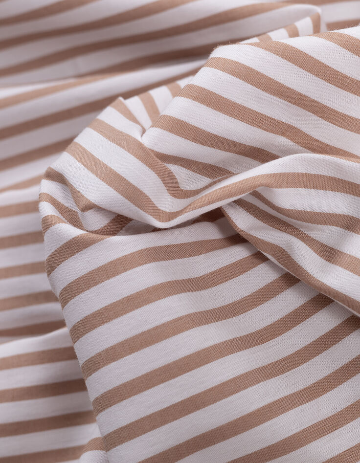 Chemise blanche motif rayures camel Femme-3