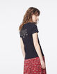 Women’s black beaded graphic organic cotton T-shirt-1
