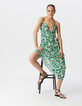 Robe longue verte imprimé maxi tropical Femme-3
