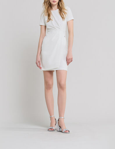 Robe crayon blanc cass&eacute; avec plis Femme - IKKS