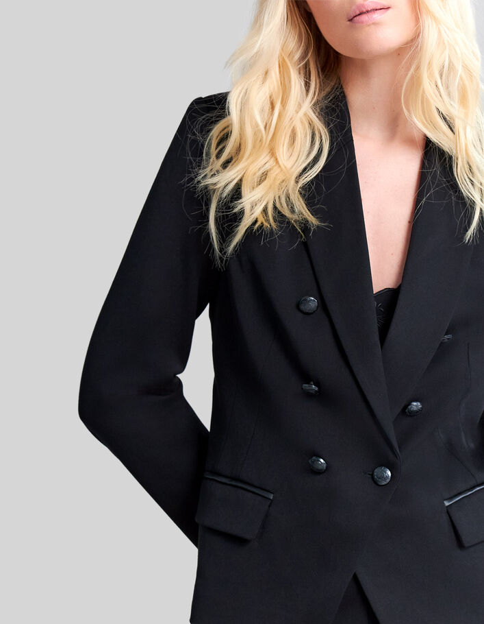 Women’s black twill fitted suit jacket-3