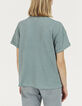 Mandelgrünes Damen-T-Shirt mit Perlenbesatz-3