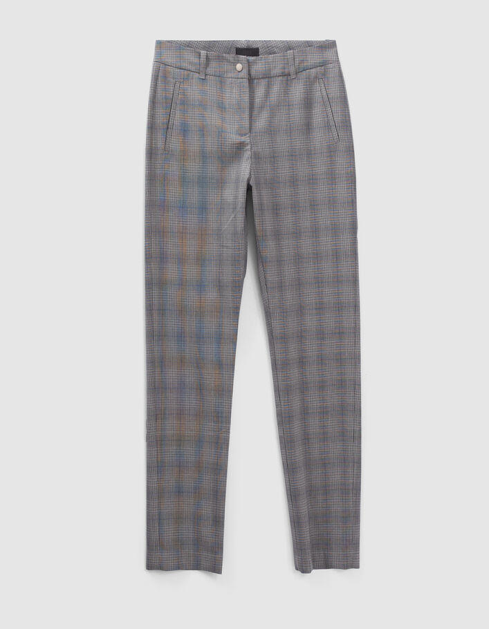 Pantalón slim gris Príncipe de Gales mujer-4