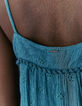 Vestido esmeralda tirantes bordados mujer-5