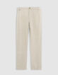 Men&rsquo;s beige cotton and linen chinos-5