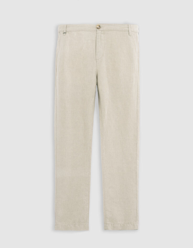Men&rsquo;s beige cotton and linen chinos-5