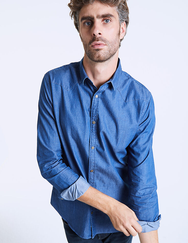 Men's Indigo denim shirt-5