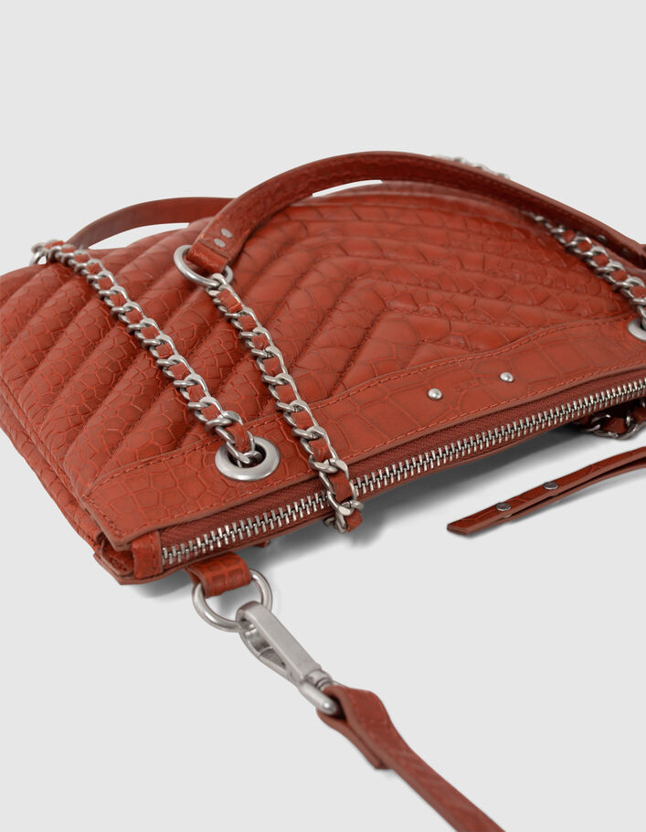 Women’s orange croc-embossed 1440 Reporter clutch bag-6