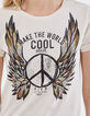 Damen-T-Shirt aus 100 % Baumwolle mit Peace-and-Love-Motiv-4