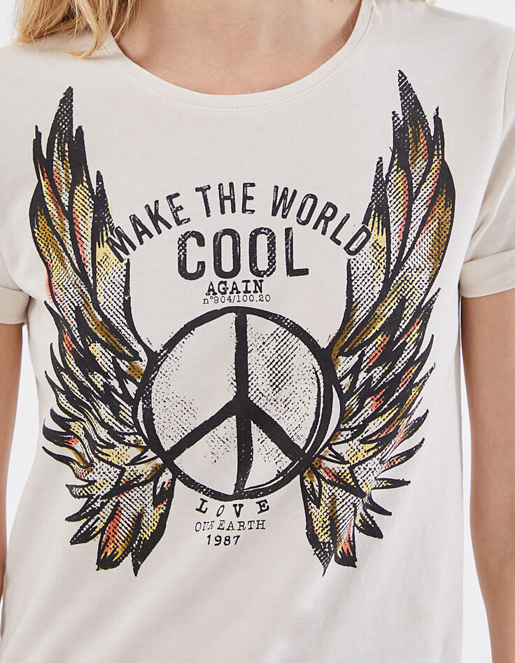 Damen-T-Shirt aus 100 % Baumwolle mit Peace-and-Love-Motiv-4