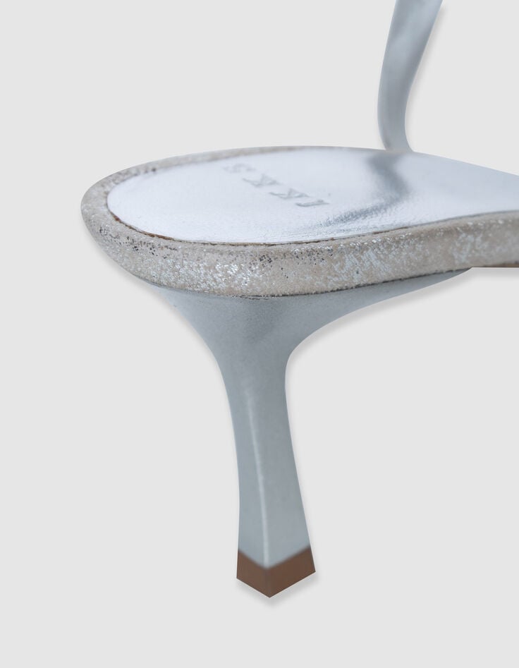 Women's gold leather heeled sandals-5