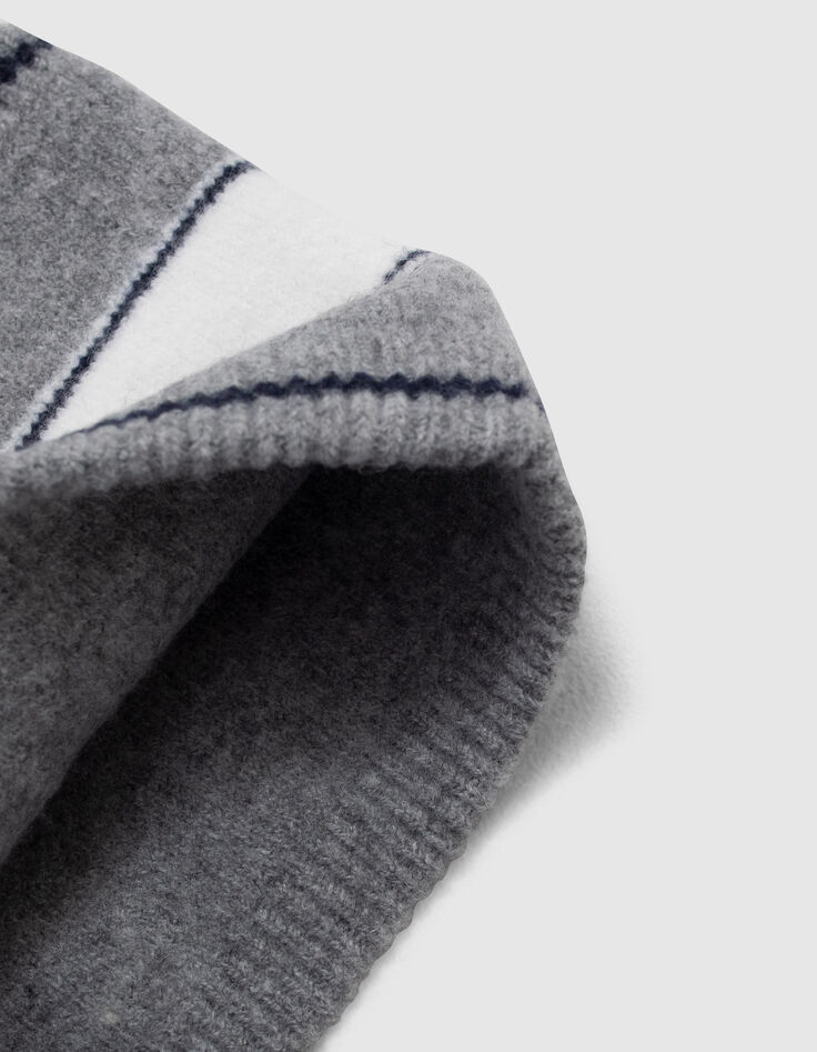 Grijze gebreide snood jacquard tekst jongens-4