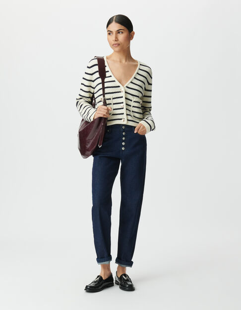 Cardigan marinière tricot marine et blanc Femme - IKKS
