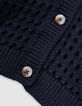 Cardigan marine coton bio tricot ajouré fille-7