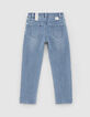 Vaqueros straight stone blue con bordados niña-4