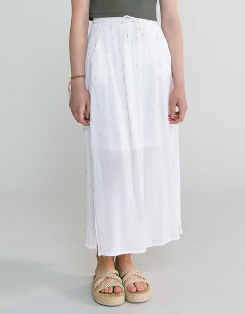Girls’ off-white long skirt with gold embroidery - IKKS