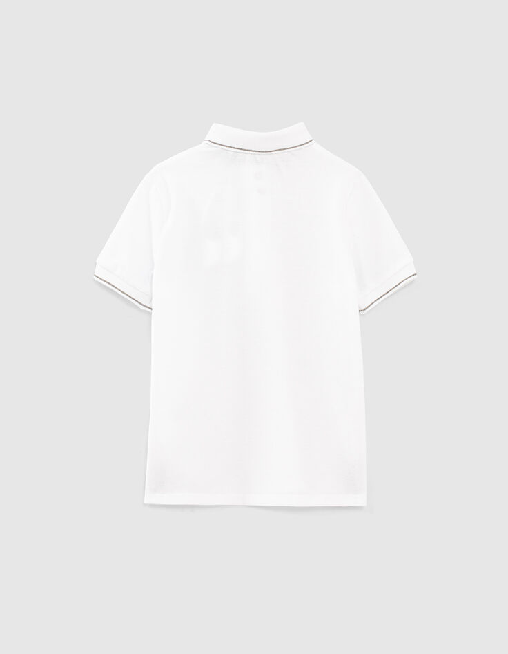 Optisch weißes Jungenpoloshirt mit Stickerei -4