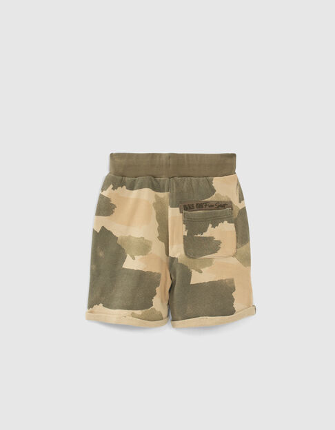 Bermuda beige molleton coton bio camouflage garçon