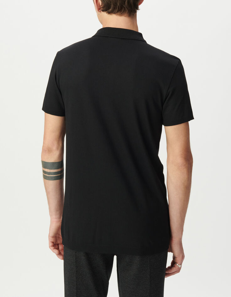 Men’s black cotton modal polo shirt-3