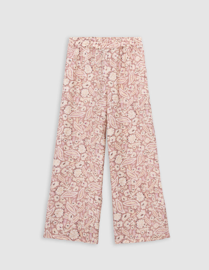 Pantalon rose imprimé cachemire floral fille-4