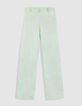 Pantalon de tailleur vert mix lin coton Femme-7