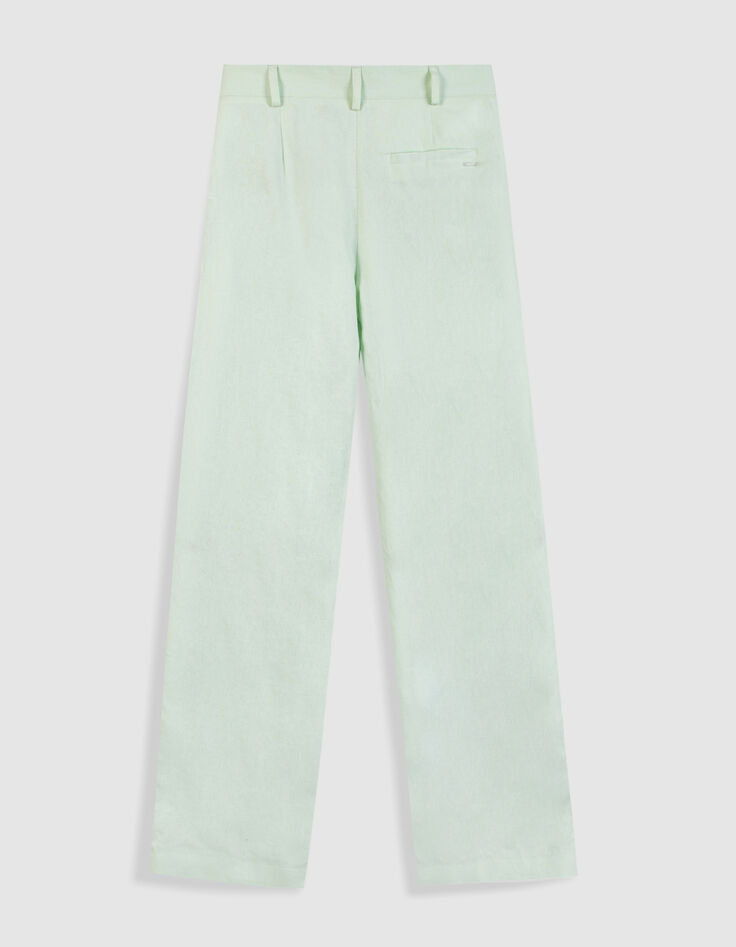 Pantalon de tailleur vert mix lin coton Femme-7