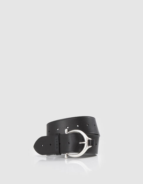 Dameng&uuml;rtel aus Leder in Silber mit runder Schnalle - IKKS