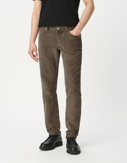 Men&rsquo;s beige needlecord slim trousers - IKKS