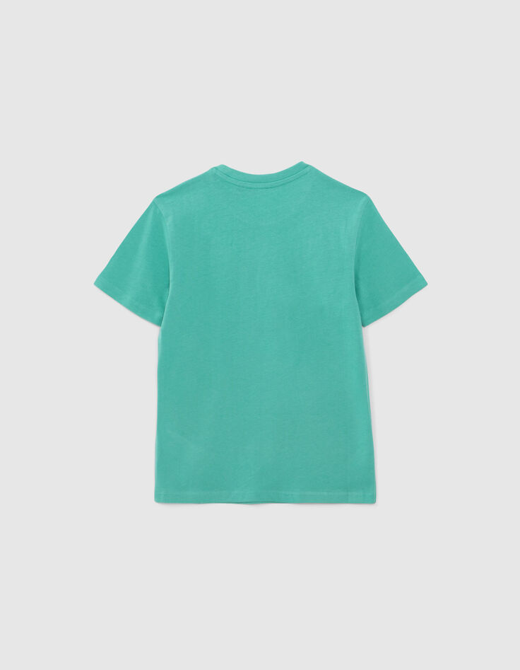 Boys' green organic cotton T-shirt, XL jungle lettering-3