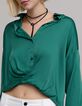 Chemise émeraude drapée Femme-4