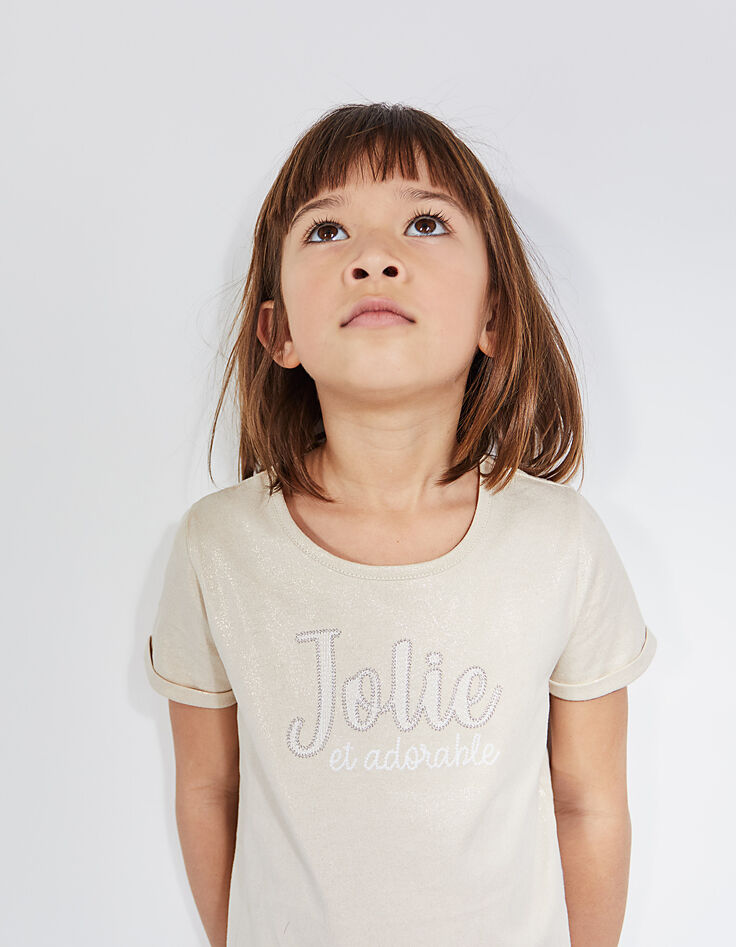 Camiseta dorada bordado Jolie et Adorable niña-1