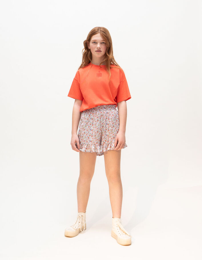 Girls’ lilac LENZING™ ECOVERO™ Flower Power print shorts - IKKS