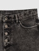 Vaqueros rectos cropped gris delavado botones mujer-2
