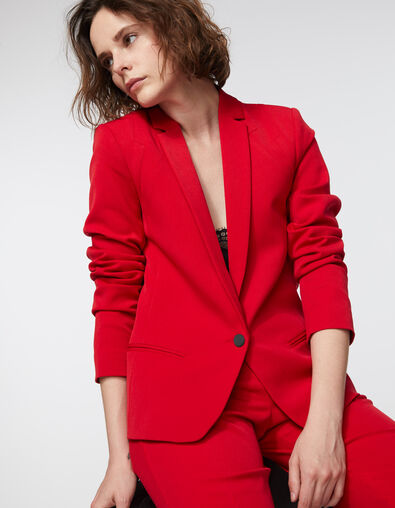 Rode twill bistretch damesblazer bliksemdetails - IKKS