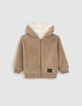 C&aacute;rdigan reversible crudo Sherpa y moka felpa ni&ntilde;o-3