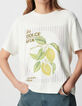 Round neck t-shirt white organic cotton visual lemons Women-4