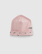 Bonnet réversible rose et imprimé rock coton bio bébé-2