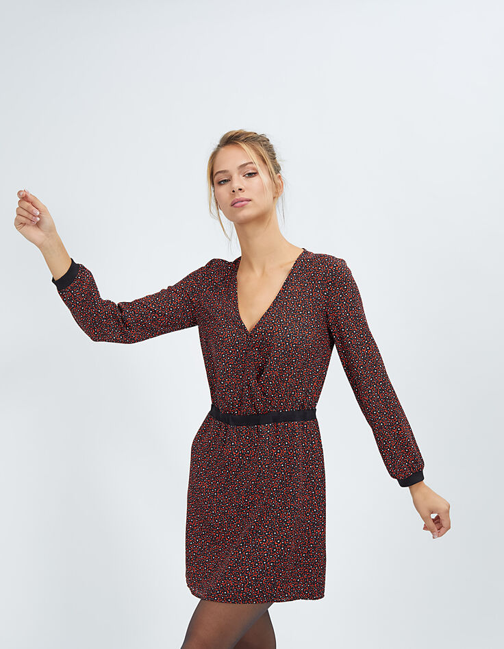 I.Code lipstick mini-flower print dress-3
