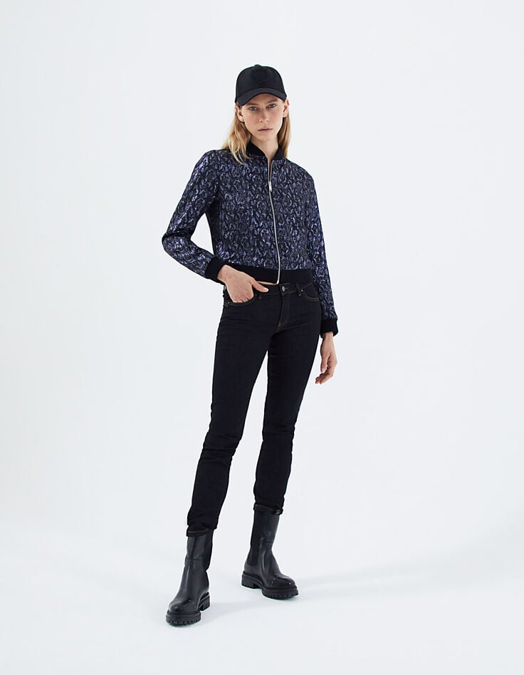 Women’s metallic jacquard short bomber jacket-6