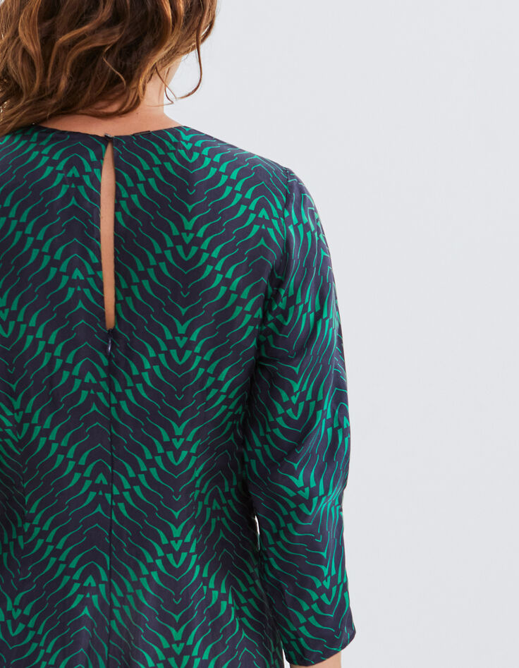 Women’s navy geometric print dress-4