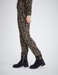 Women’s black fusain print flowing trousers-4