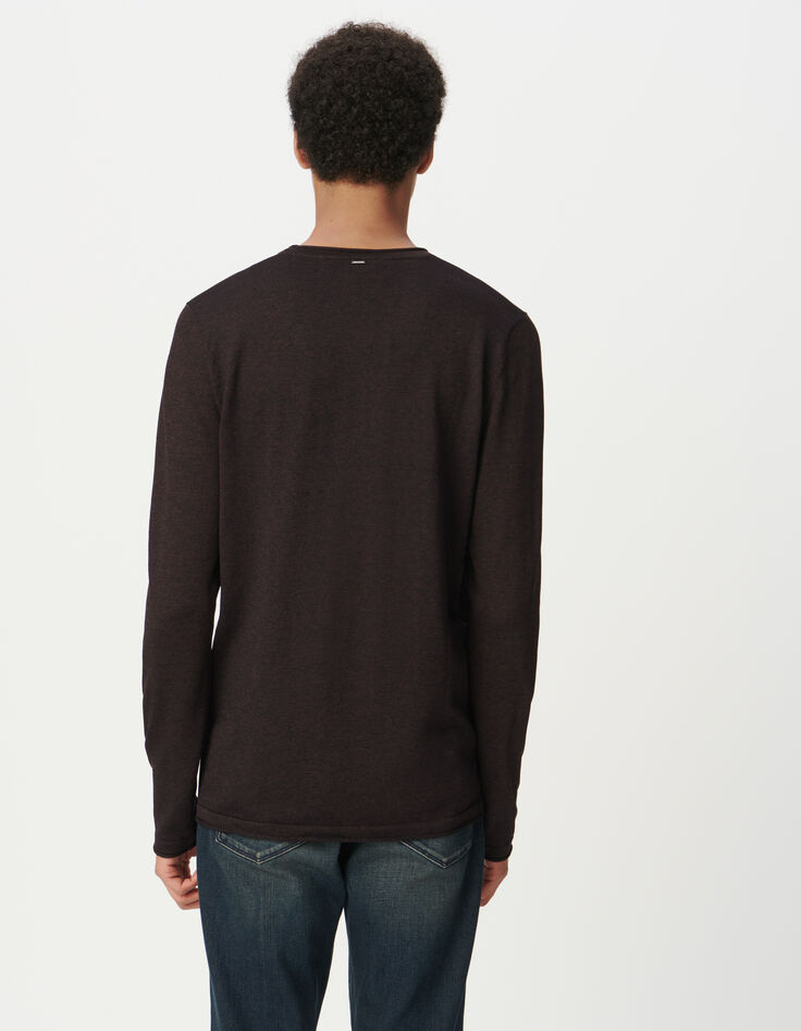 Pflaumenbraunes Herrenpulli aus Twiststrick-3