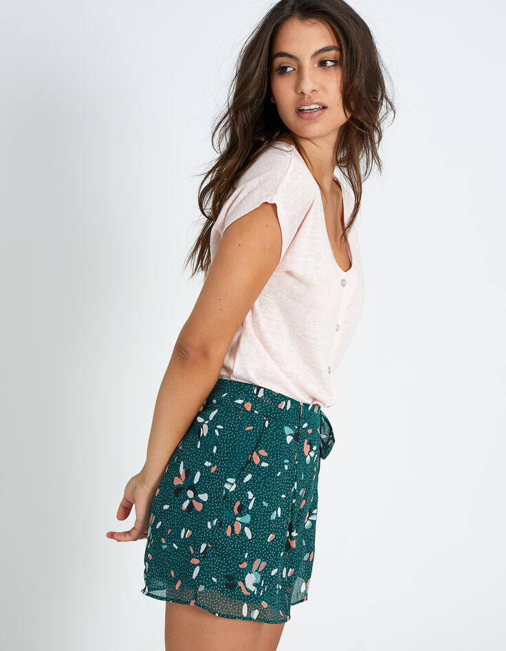I.Code emerald tachist print minimalist background shorts-1