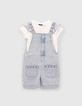 Set korte jeanstuinbroek en wit T-shirt meisjes-1