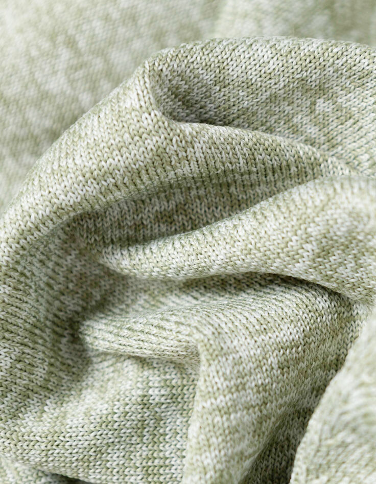 Pull col rond vert tricot fin moulin&eacute; Homme-9